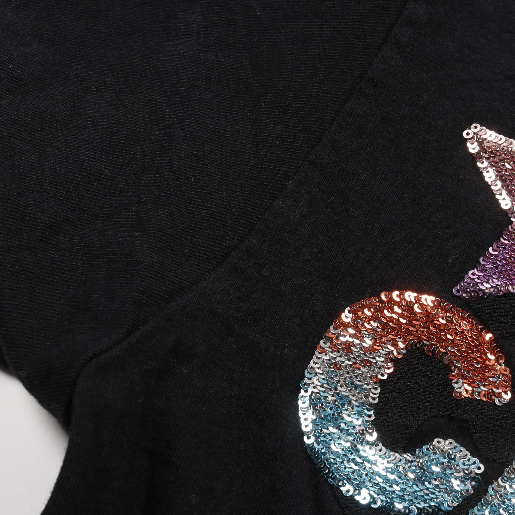 Gucci Gucci Cropped T-Shirt Short Sleeve Logo Cotton Black Multicolor Sequin Size ONE SIZE - 8 Thumbnail
