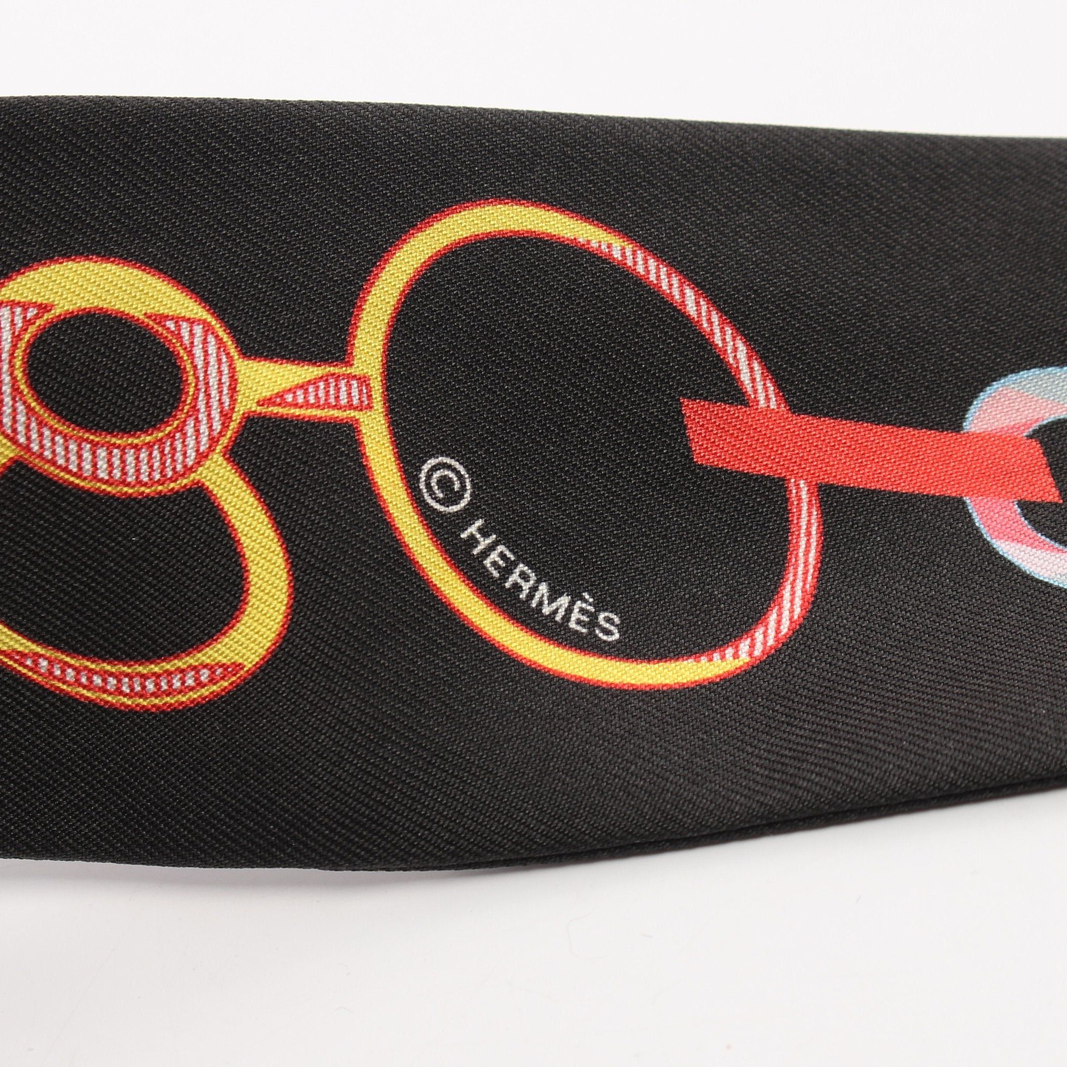 Hermes Hermes Twilly Do Re Boucles Scarf Silk Black Multicolor Size ONE SIZE - 2 Thumbnail