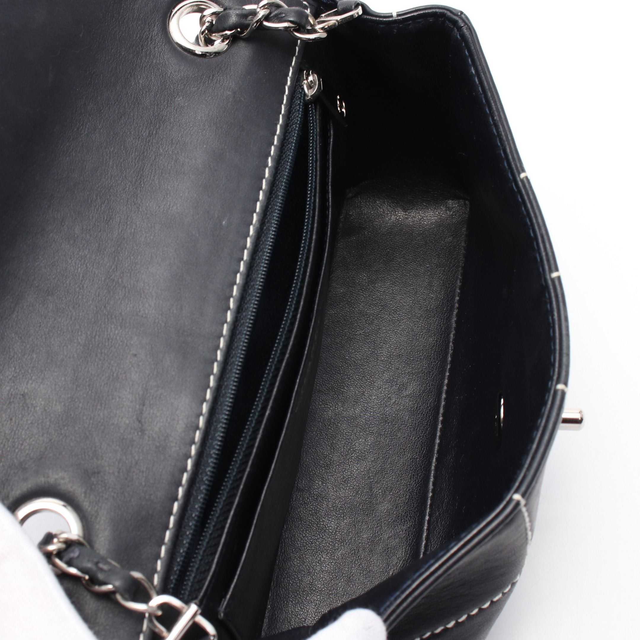 Chanel Chanel Chocolate Bar Wild Stitch Chain Shoulder Bag Leather Dark Gray Silver Hardware Size ONE SIZE - 3 Thumbnail