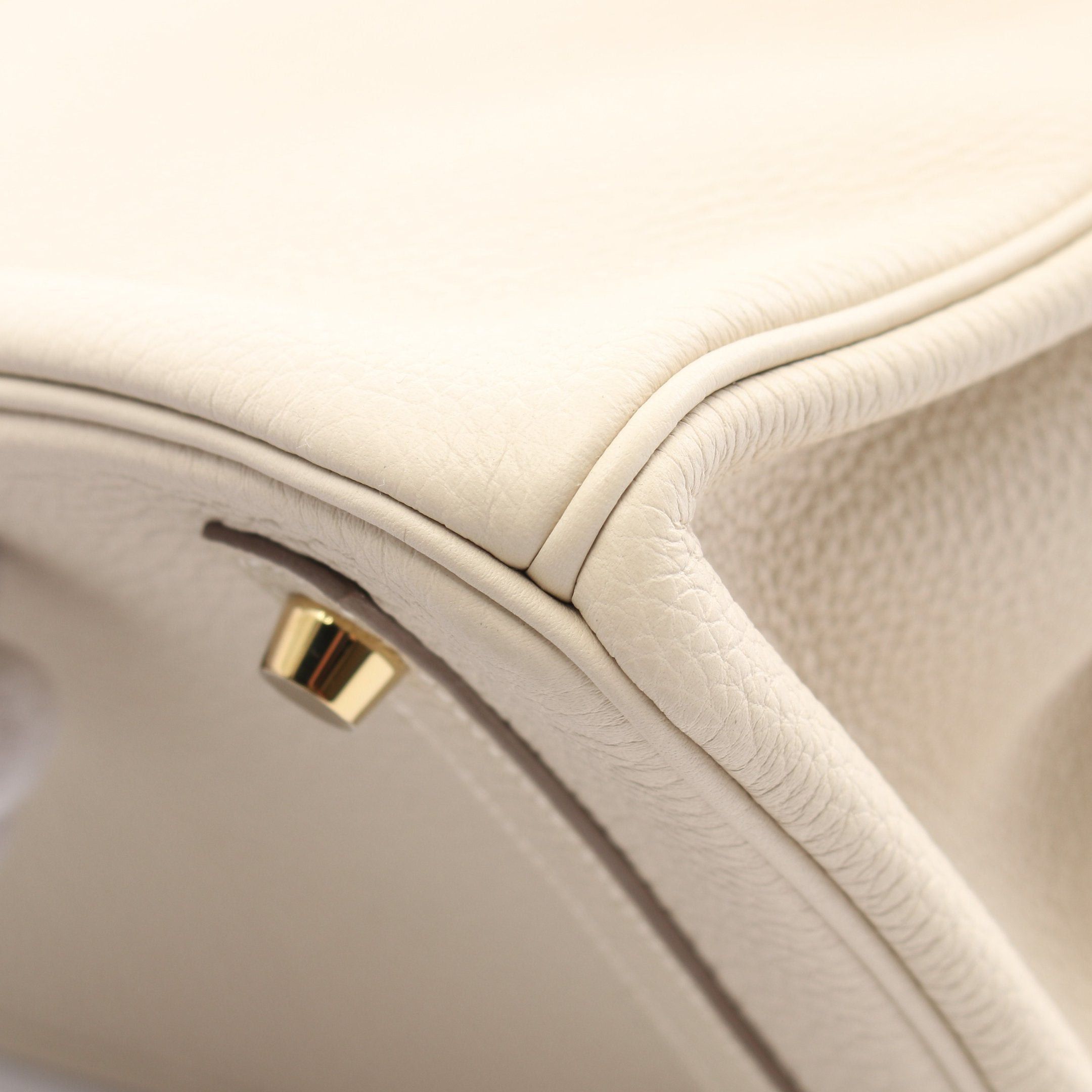 Hermes Birkin 30 Kure Handbag Clemence Leather Light Beige Gold Hardware Z Stamp