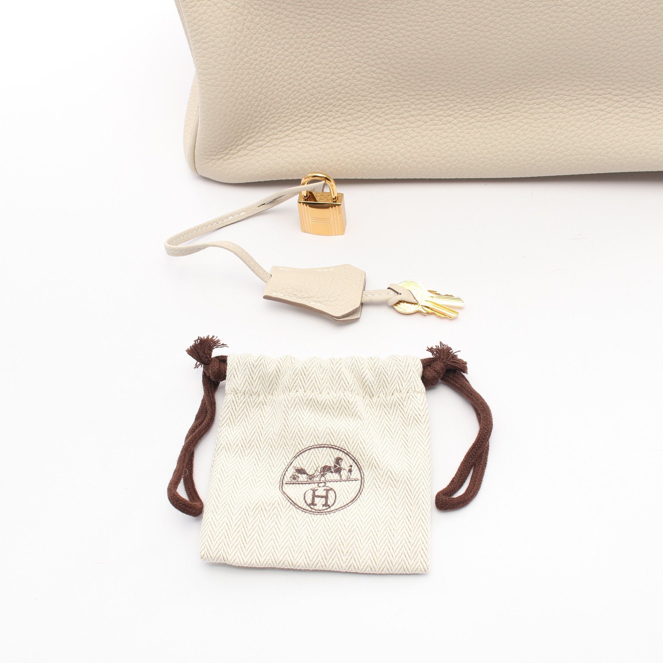 Hermes Birkin 30 Kure Handbag Clemence Leather Light Beige Gold Hardware Z Stamp
