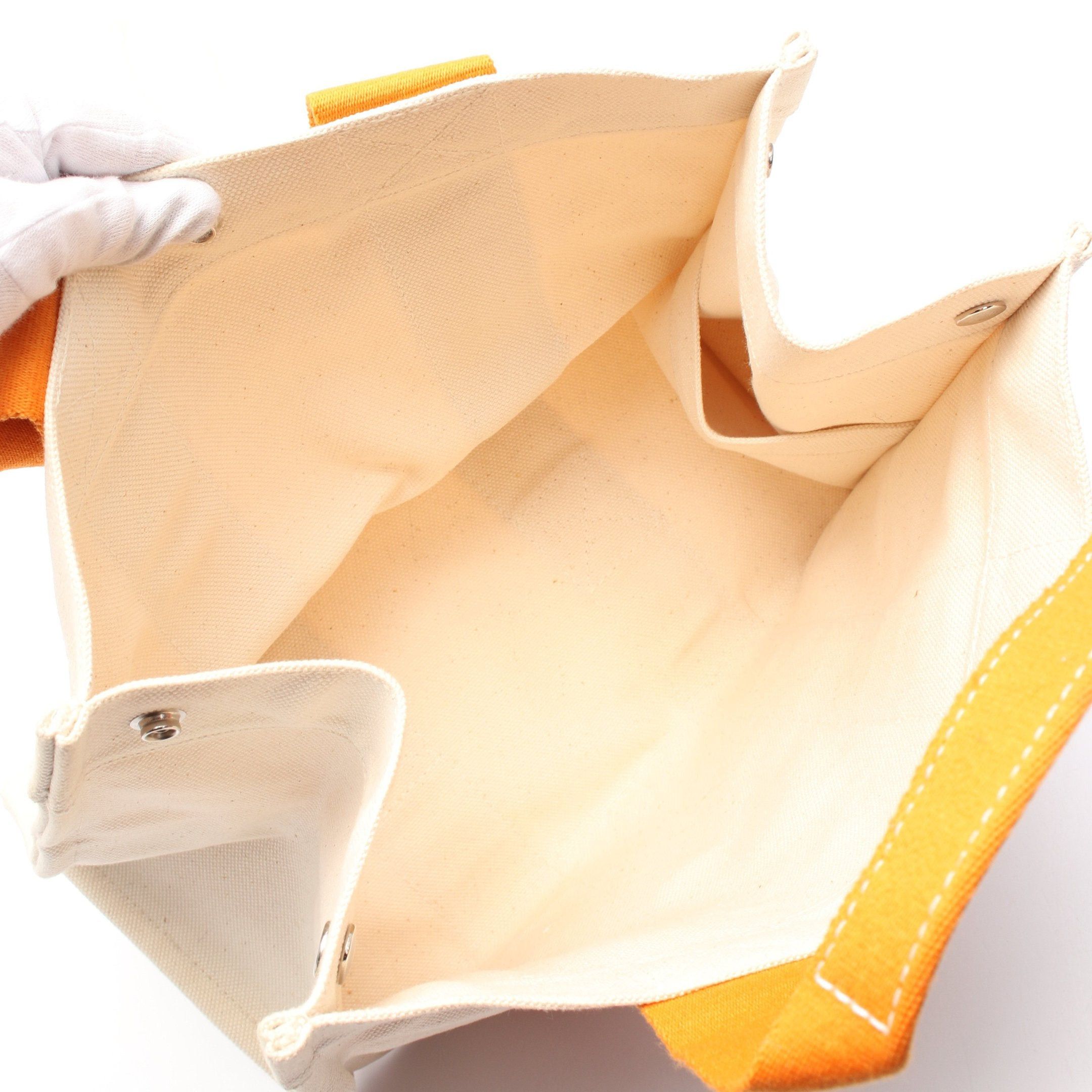 Hermes Hermes Bora Pm Handbag Tote Bag Canvas Ivory Orange Silver Hardware Size ONE SIZE - 3 Thumbnail