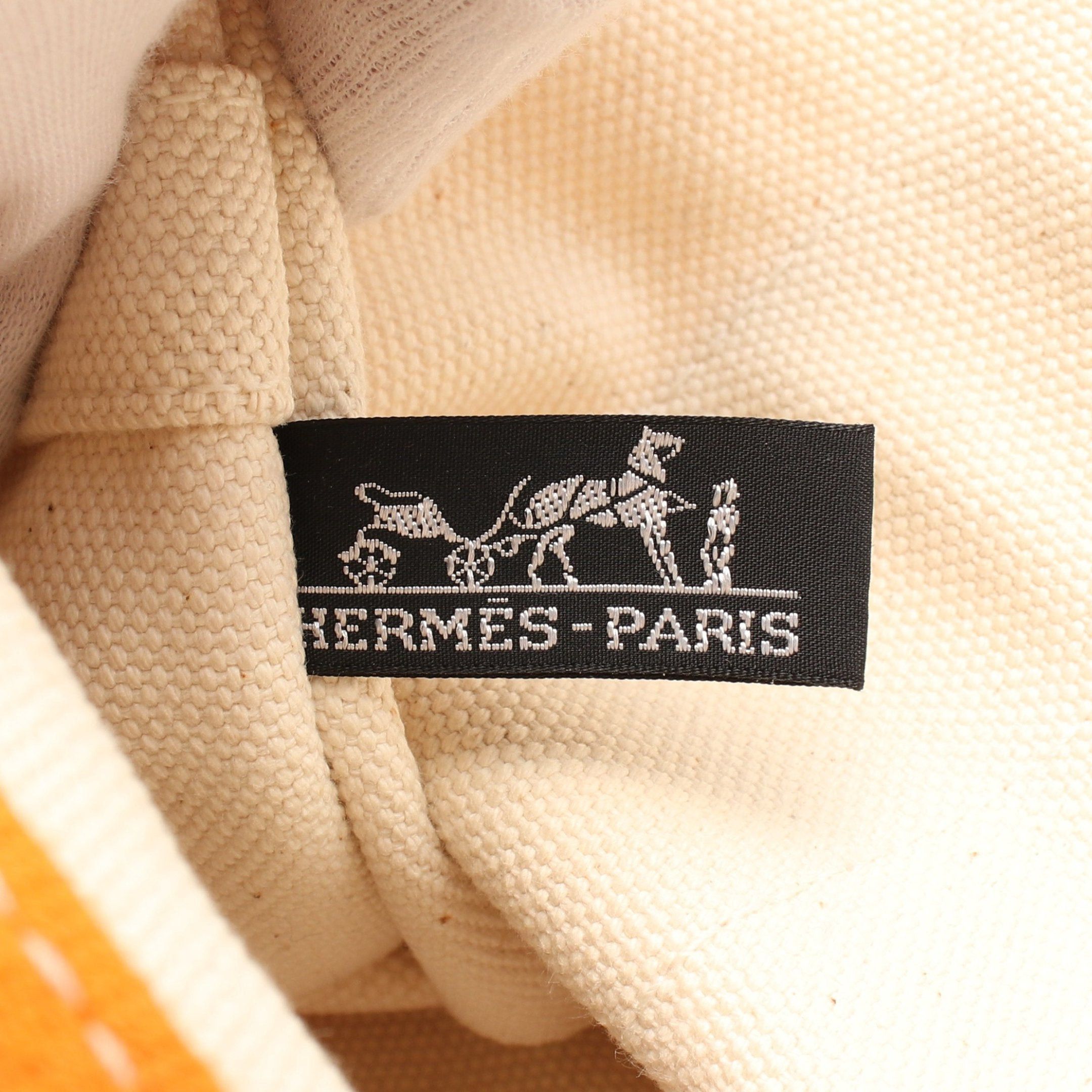 Hermes Hermes Bora Pm Handbag Tote Bag Canvas Ivory Orange Silver Hardware Size ONE SIZE - 4 Thumbnail