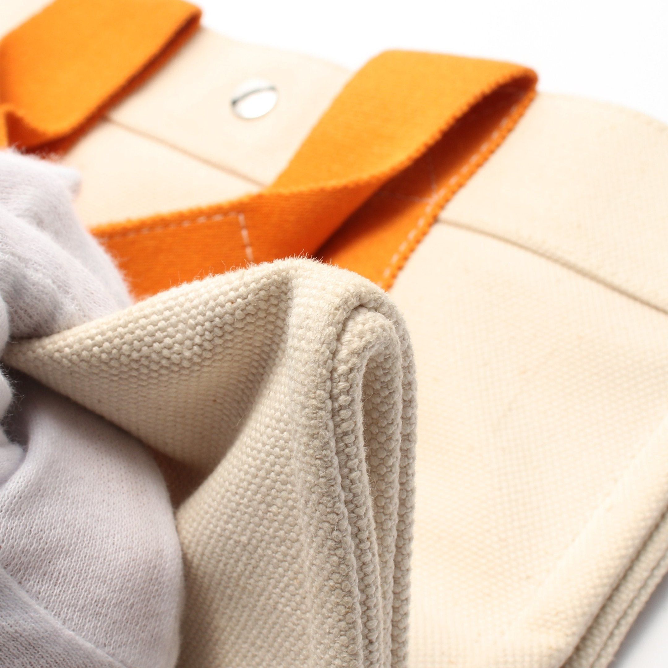 Hermes Hermes Bora Pm Handbag Tote Bag Canvas Ivory Orange Silver Hardware Size ONE SIZE - 5 Thumbnail