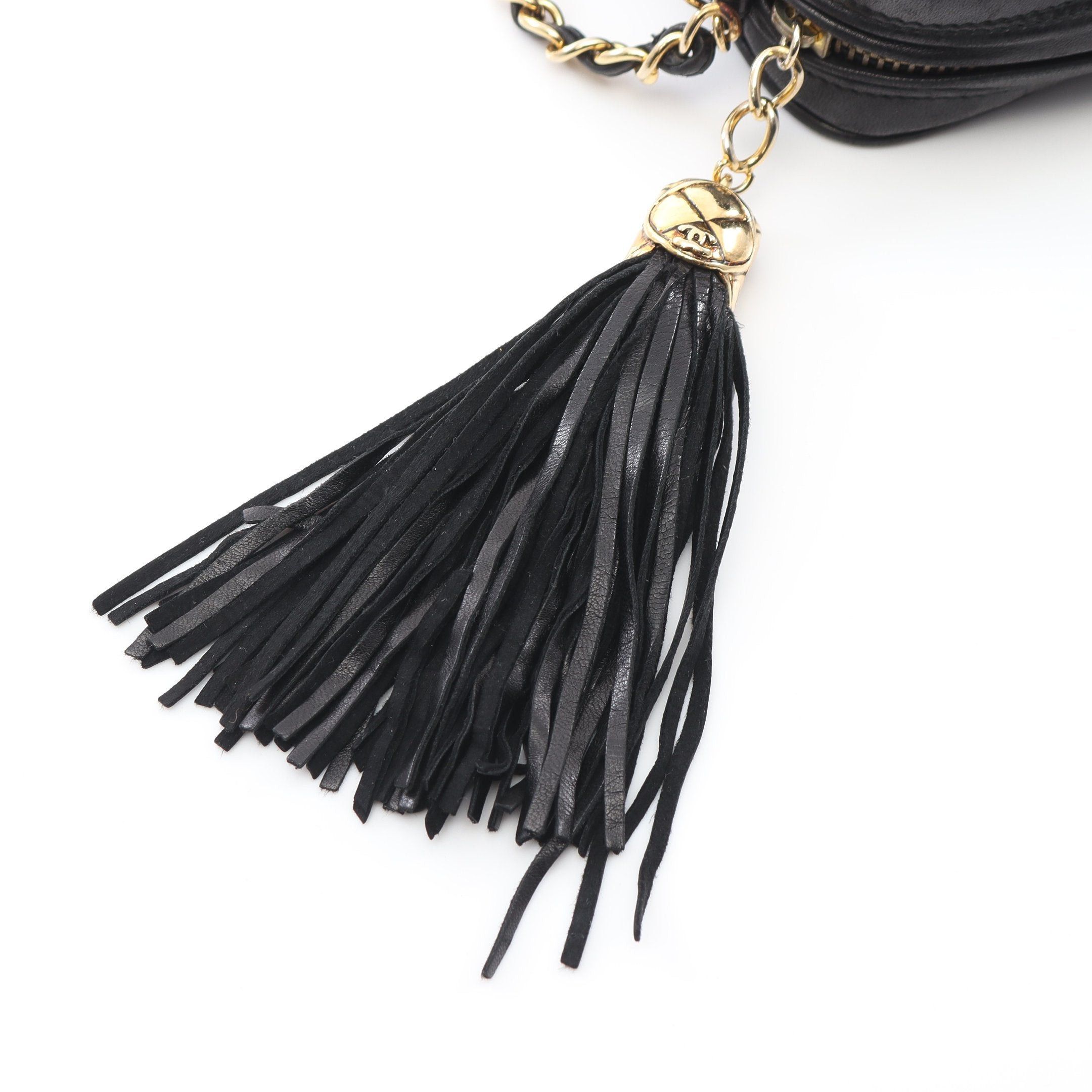 Chanel Chanel Matelasse Chain Shoulder Bag Lambskin Black Gold Hardware Tassel Size ONE SIZE - 10 Thumbnail