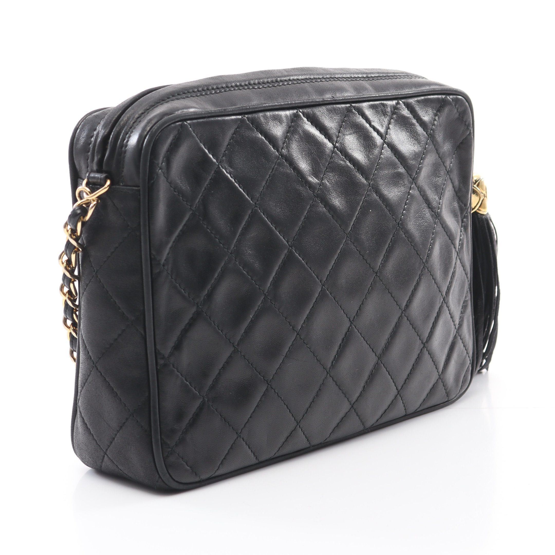 Chanel Chanel Matelasse Chain Shoulder Bag Lambskin Black Gold Hardware Tassel Size ONE SIZE - 2 Thumbnail