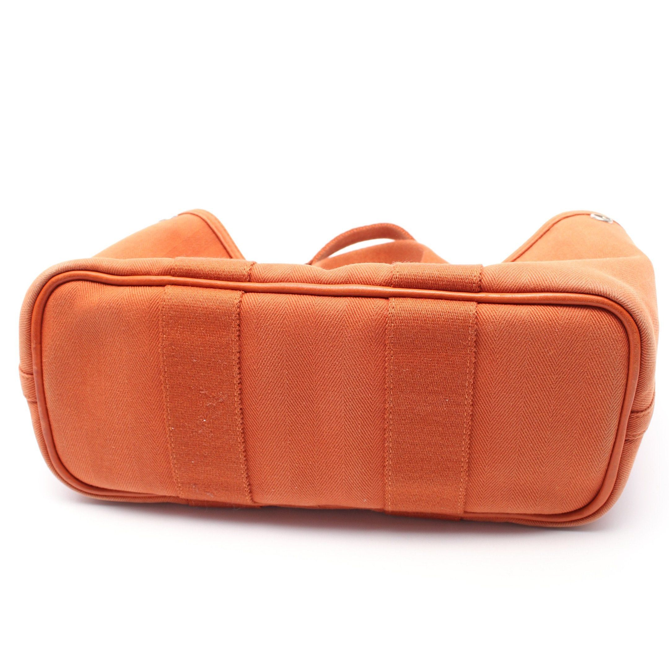 Hermes Hermes Valparaiso Pm Handbag Toile Chevron Leather Orange Brown Silver Hardware Size ONE SIZE - 6 Thumbnail