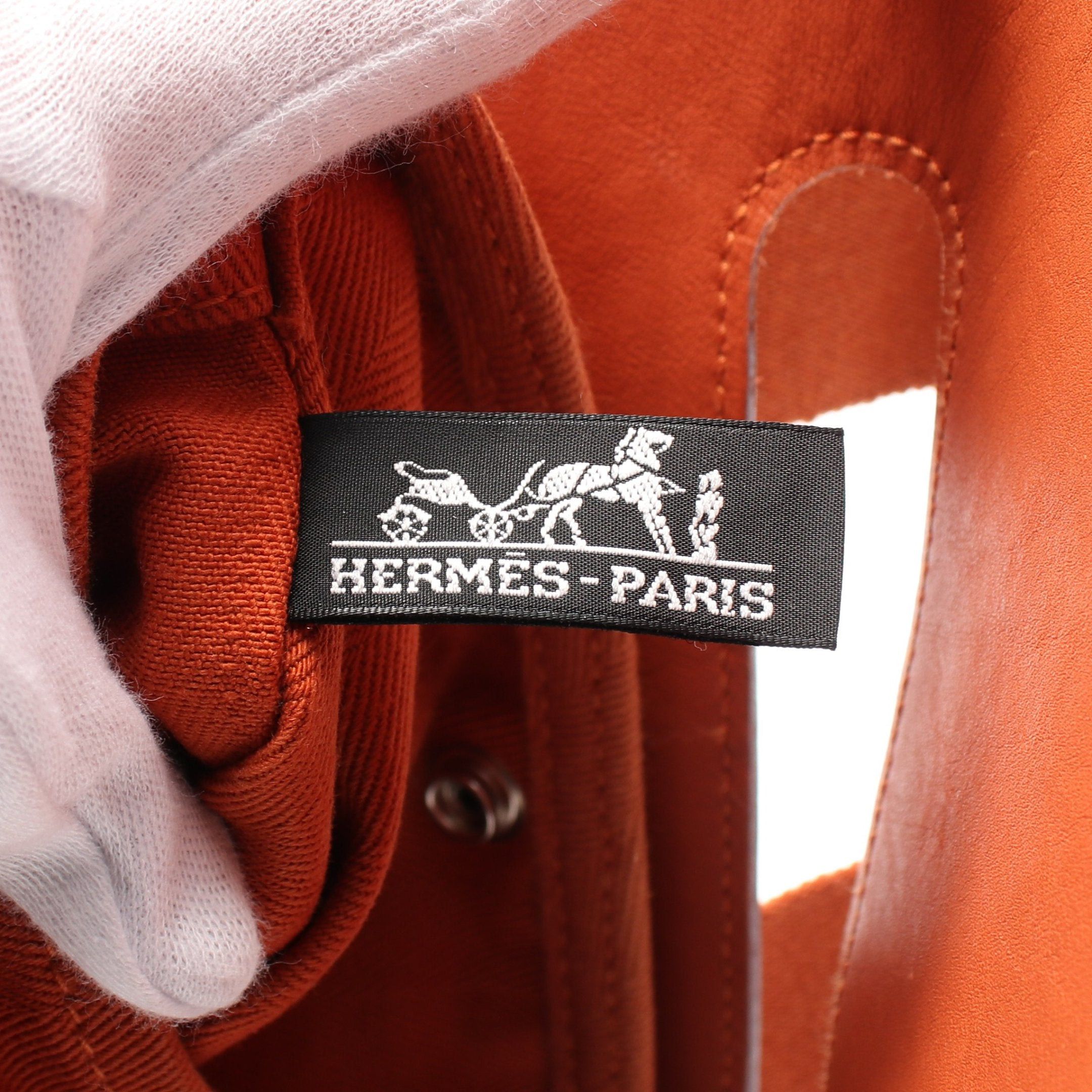 Hermes Hermes Valparaiso Pm Handbag Toile Chevron Leather Orange Brown Silver Hardware Size ONE SIZE - 4 Thumbnail