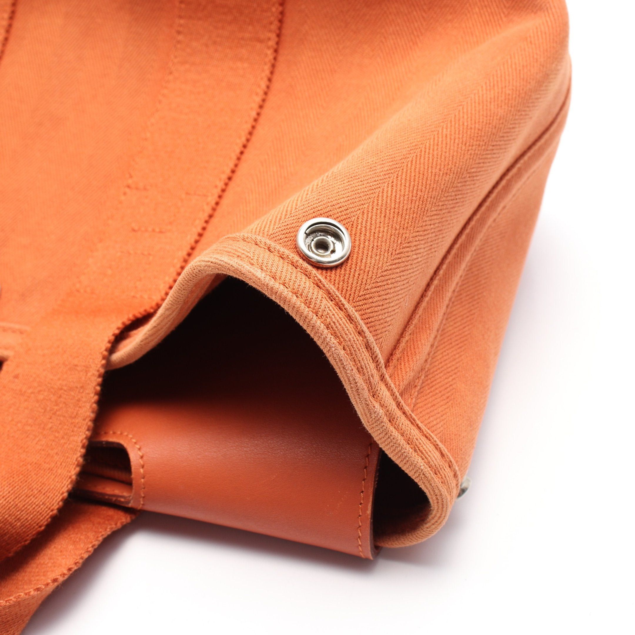 Hermes Hermes Valparaiso Pm Handbag Toile Chevron Leather Orange Brown Silver Hardware Size ONE SIZE - 8 Thumbnail