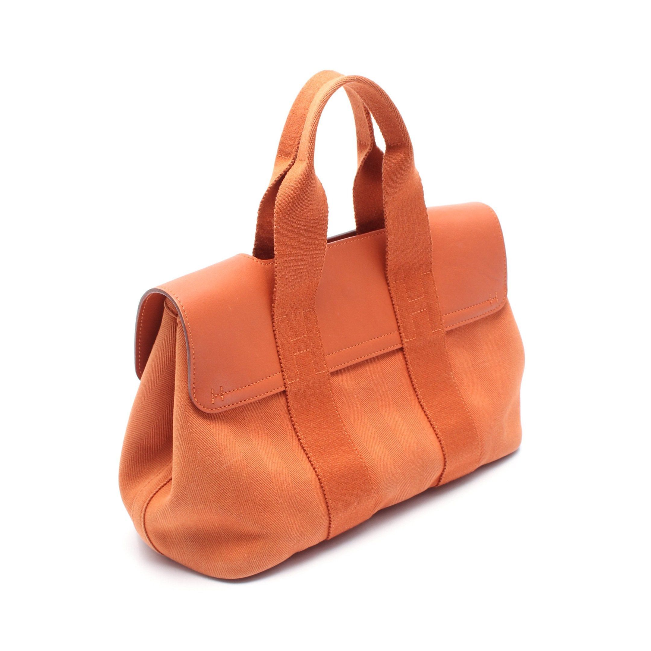 Hermes Hermes Valparaiso Pm Handbag Toile Chevron Leather Orange Brown Silver Hardware Size ONE SIZE - 2 Thumbnail