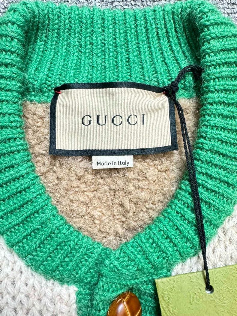 Gucci Gucci Green and White Knit Cardigan Size US S / EU 44-46 / 1 - 4 Thumbnail