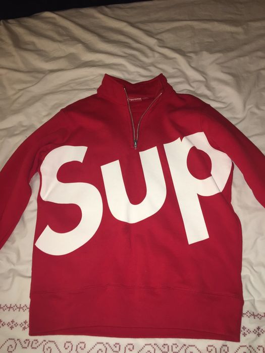 Supreme Sup Big Logo Half Zip Pullover Sweatshirt | Grailed