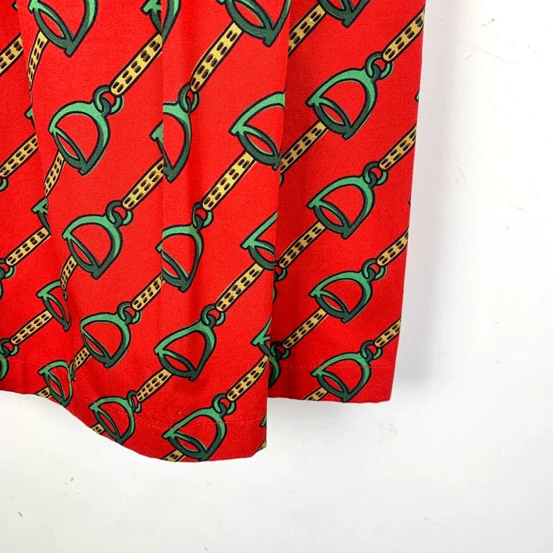 Gucci Gucci Red Horsebit Print Midi Skirt Size US 36 / EU 52 - 4 Thumbnail