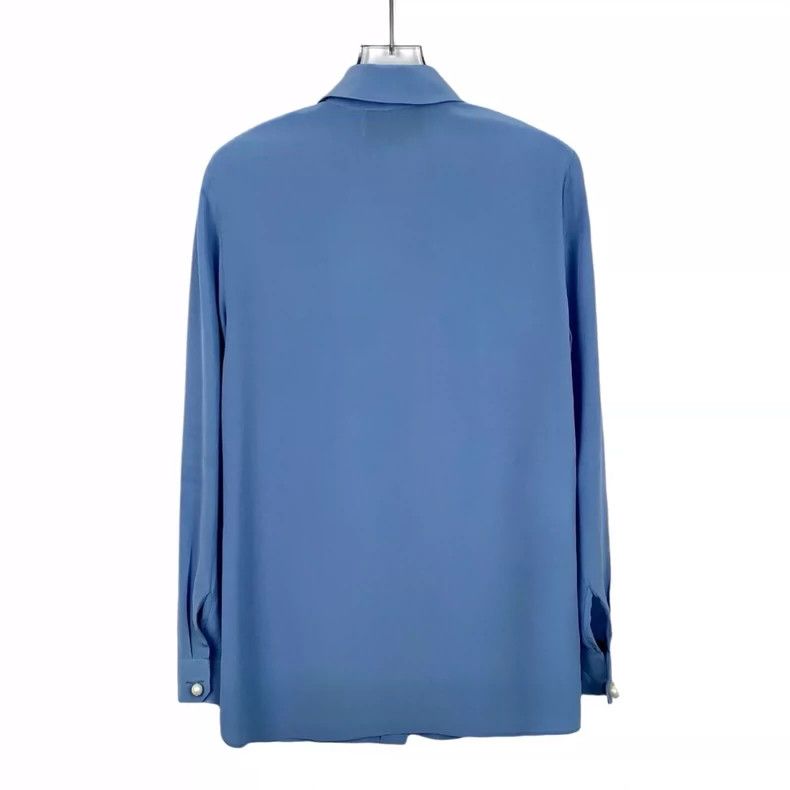 Gucci Blue Ruffle Pearl Button Silk Shirt Size US S / EU 44-46 / 1 - 2 Thumbnail