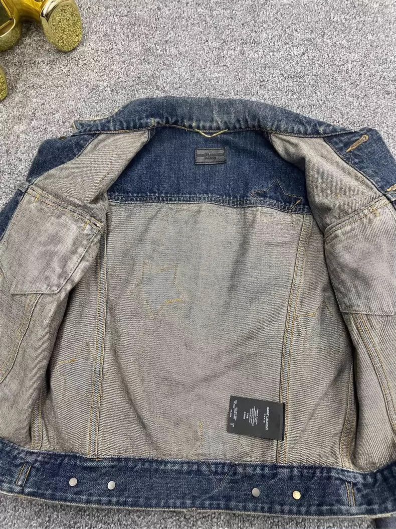 Saint Laurent Paris Saint Laurent Distressed Denim Jacket for Women Size US S / EU 44-46 / 1 - 2 Thumbnail