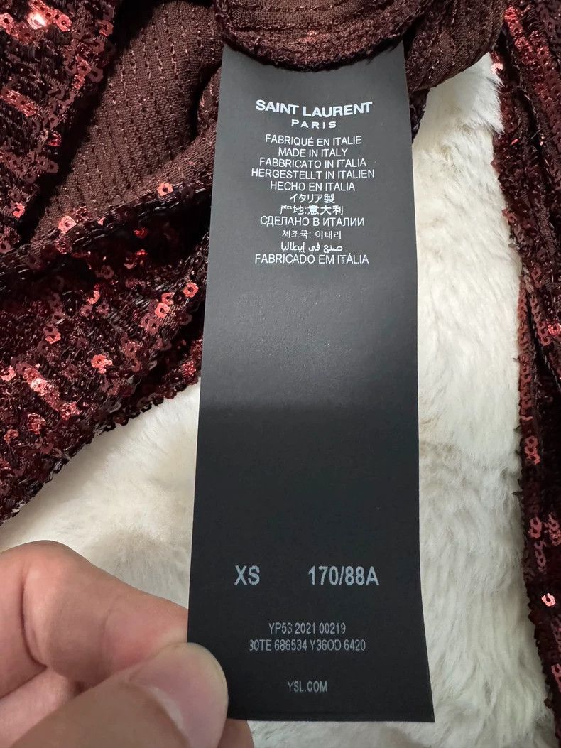 Saint Laurent Paris Saint Laurent Sequin Shirt in Red Size US S / EU 44-46 / 1 - 6 Thumbnail