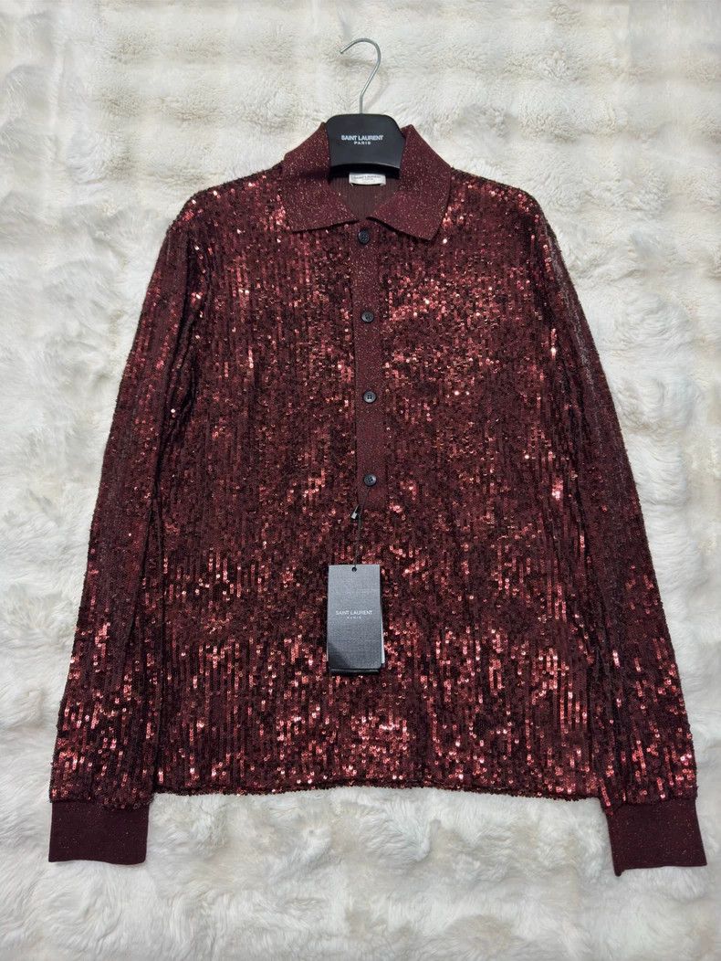 Saint Laurent Paris Saint Laurent Sequin Shirt in Red Size US S / EU 44-46 / 1 - 2 Thumbnail