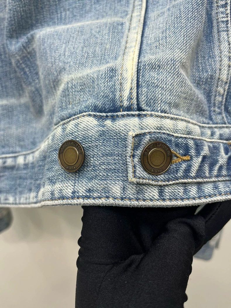 Saint Laurent Paris Saint Laurent Denim Jacket with Anchor Emblem Size US S / EU 44-46 / 1 - 4 Thumbnail
