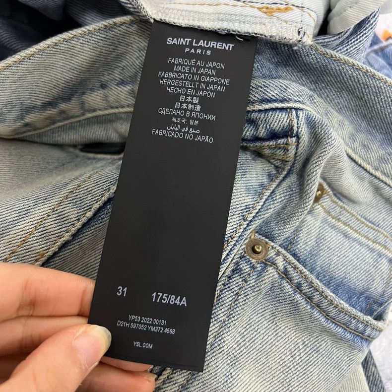 Saint Laurent Paris Saint Laurent Blue Distressed Denim Pants Size US 31 - 4 Thumbnail