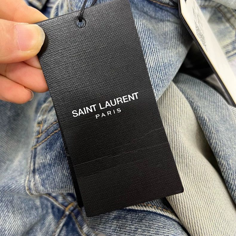 Saint Laurent Paris Saint Laurent Blue Distressed Denim Pants Size US 31 - 5 Thumbnail