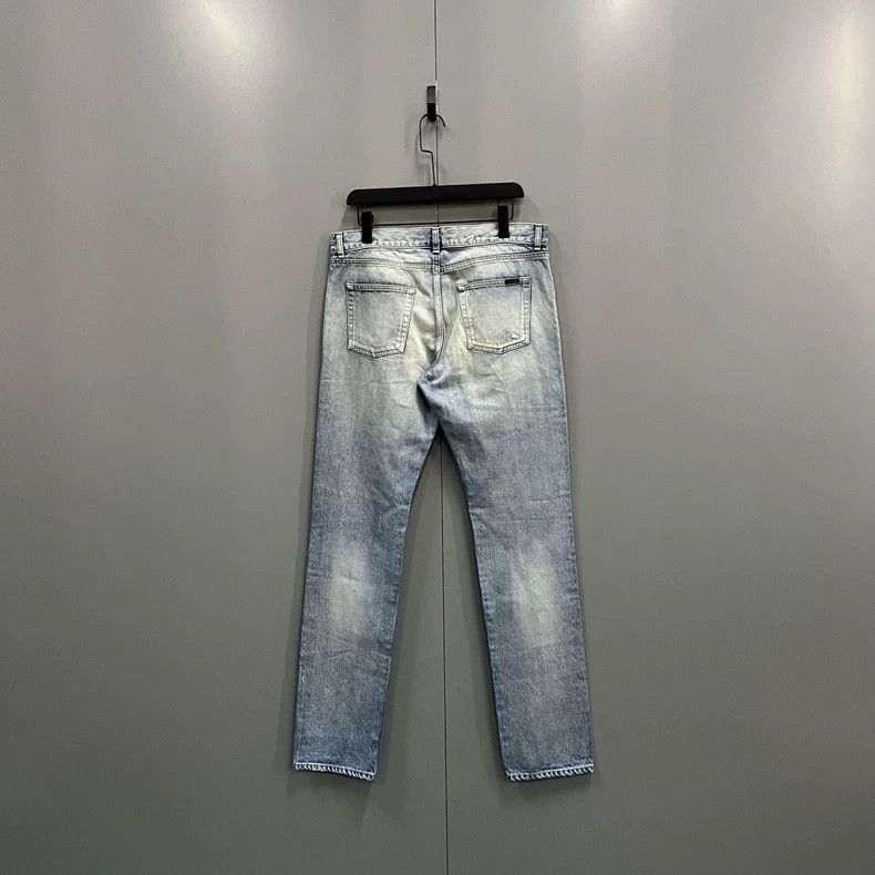 Saint Laurent Paris Saint Laurent Blue Distressed Denim Pants Size US 31 - 2 Thumbnail