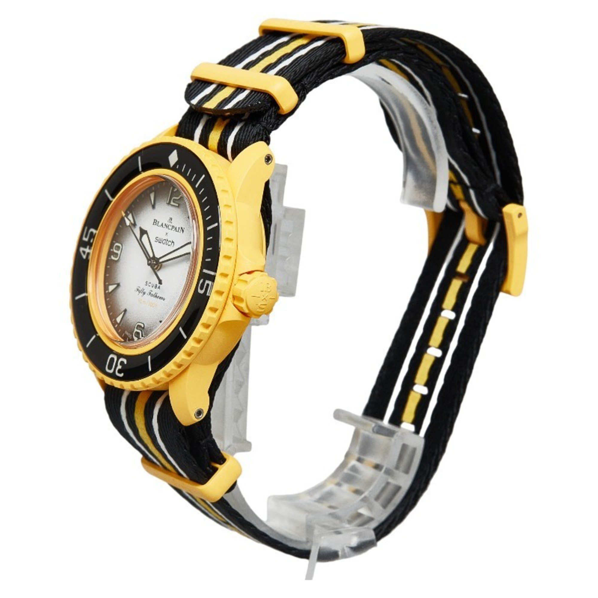 Swatch Swatch x Blancpain PACIFIC OCEAN Watch SO35P100 Automatic White Black Dial Plastic Nylon Men's Size ONE SIZE - 3 Thumbnail