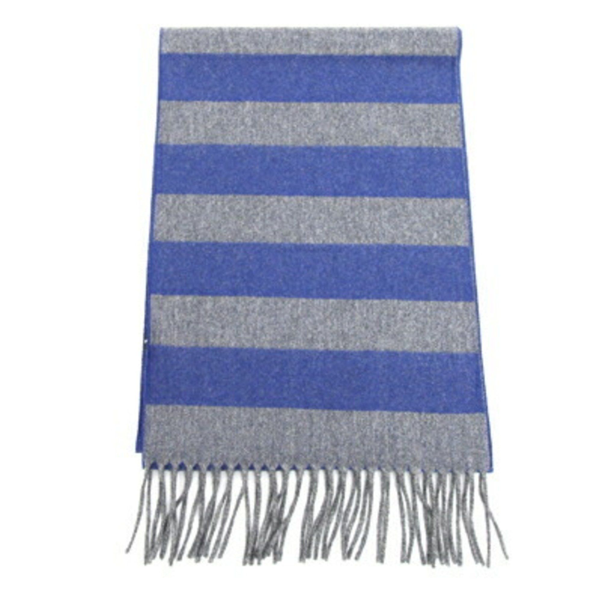 Salvatore Ferragamo Salvatore Ferragamo Scarf Gancini 527941 Blue Grey Wool Cashmere Men's Stole Fashion Size ONE SIZE - 2 Thumbnail