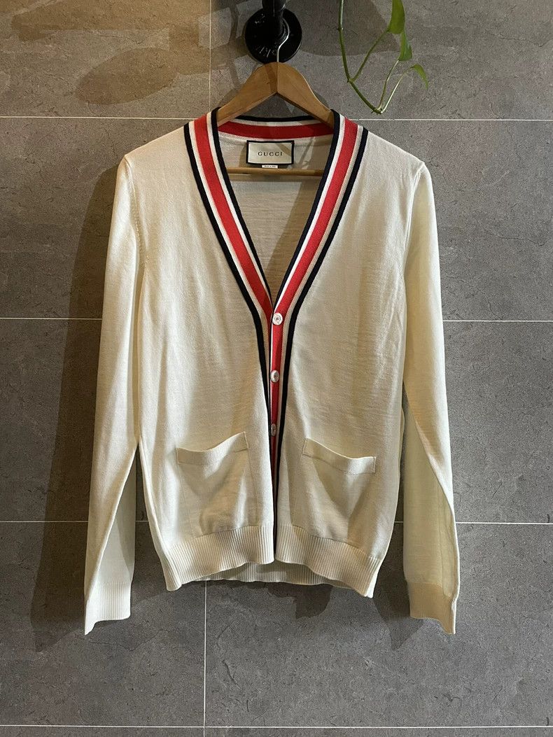 Gucci Gucci Wool Cardigan with Contrast Stripes Size US XS / EU 42 / 0 - 2 Thumbnail