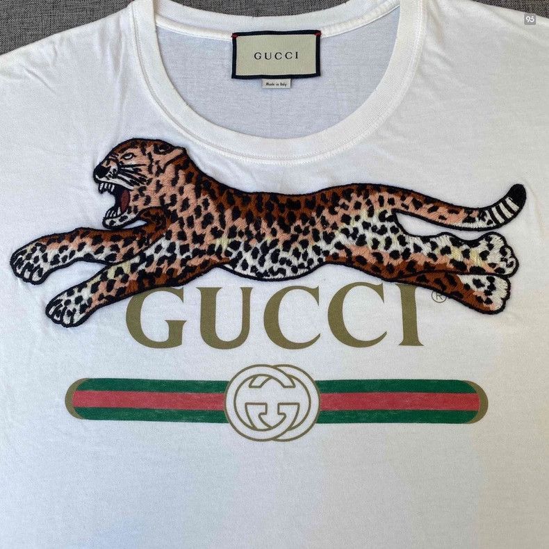 Gucci Gucci Leopard Embroidered Cotton T-Shirt Size US L / EU 52-54 / 3 - 9 Thumbnail