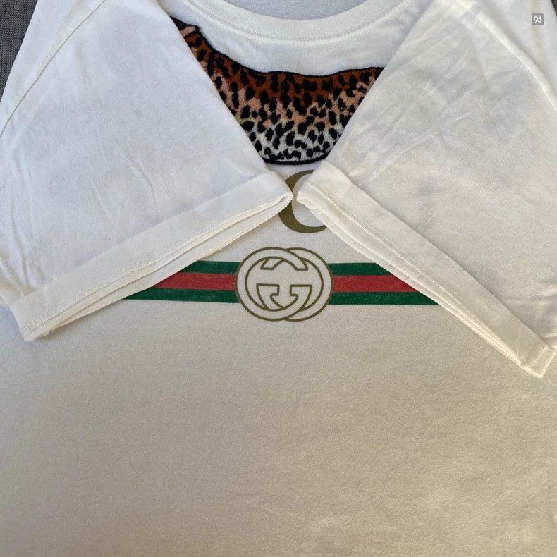 Gucci Gucci Leopard Embroidered Cotton T-Shirt Size US L / EU 52-54 / 3 - 5 Thumbnail