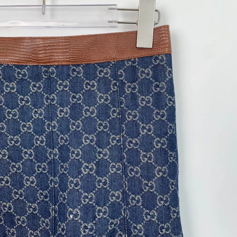 Gucci Gucci Blue Logo Print Cotton Skirt Size US 38 / EU 54 - 3 Thumbnail