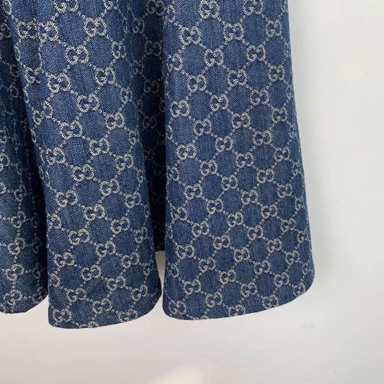 Gucci Gucci Blue Logo Print Cotton Skirt Size US 38 / EU 54 - 4 Thumbnail