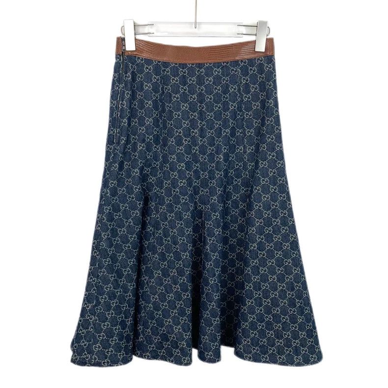 Gucci Gucci Blue Logo Print Cotton Skirt Size US 38 / EU 54 - 2 Thumbnail