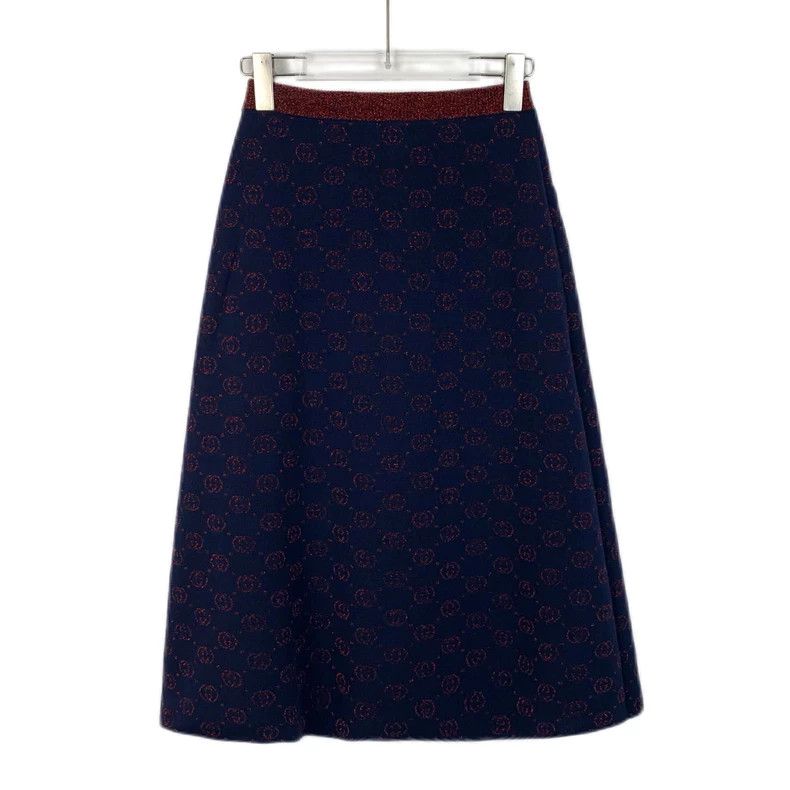 Gucci Deep Blue Logo Print Wool Skirt Size 24" / US 00 / IT 34 - 2 Thumbnail