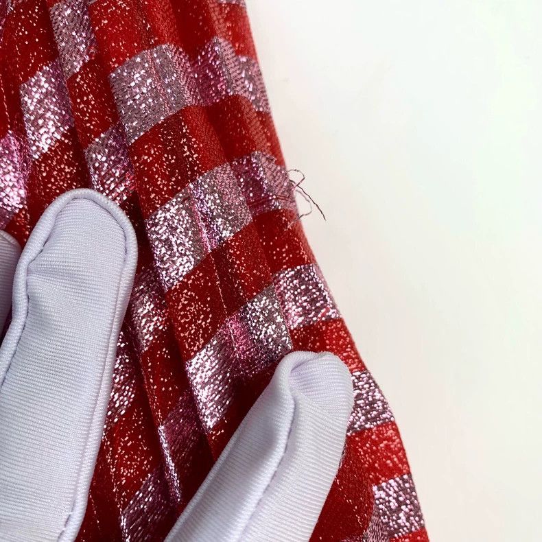 Gucci Red Pleated Skirt with Silver Stripes Size 28" / US 6 / IT 42 - 9 Thumbnail