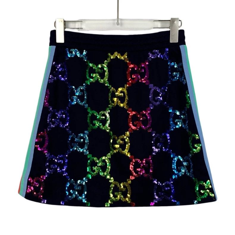 Gucci Gucci Blue Logo Sequin Drawstring Skirt Size 26" / US 2 / IT 38 - 2 Thumbnail