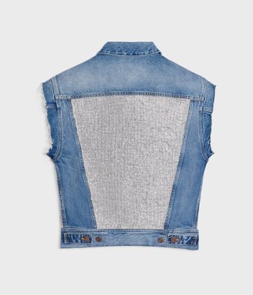 Celine Crystal Trucker Jacket in Zuma Wash Denim Size US XS / EU 42 / 0 - 2 Thumbnail