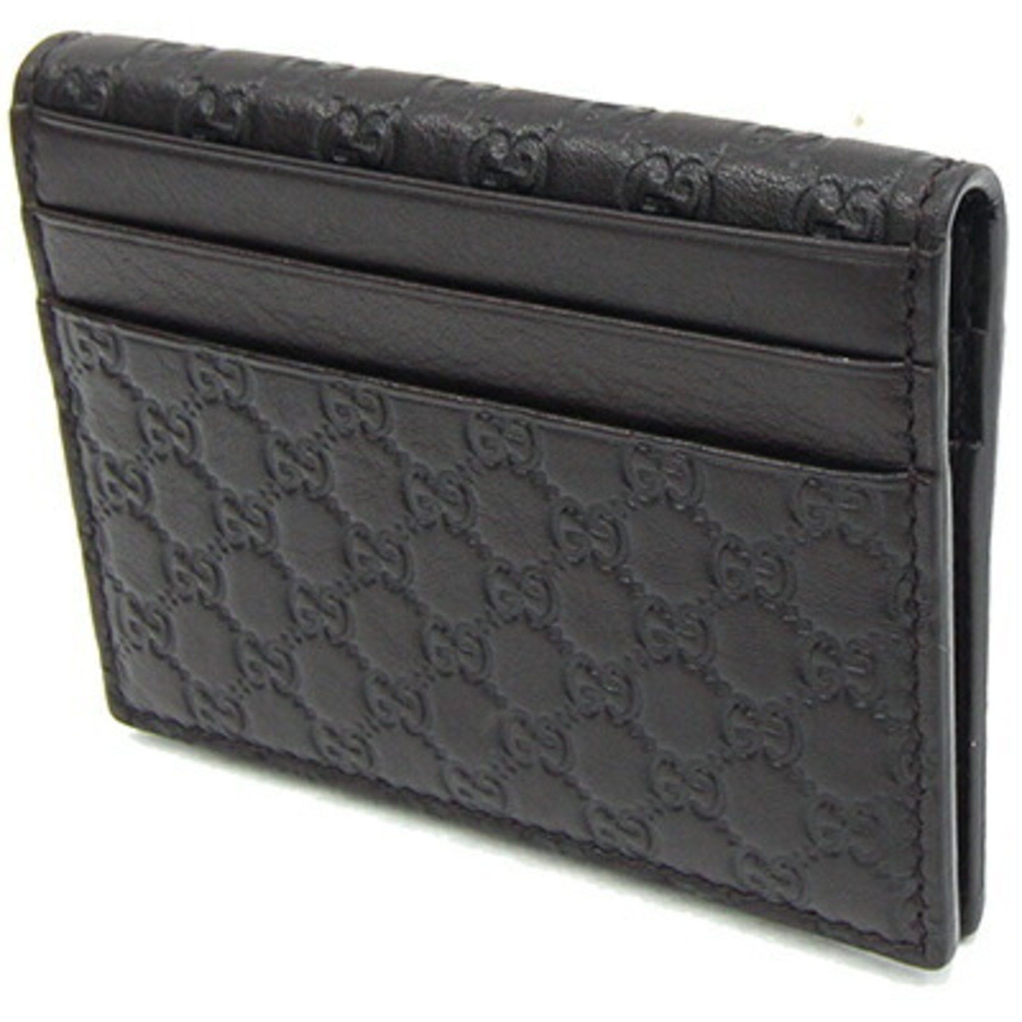 Gucci Gucci Card Case Micro Guccissima 352365 Dark Brown Leather Pass Business Holder Commuter Men's GUCCI Size ONE SIZE - 2 Thumbnail