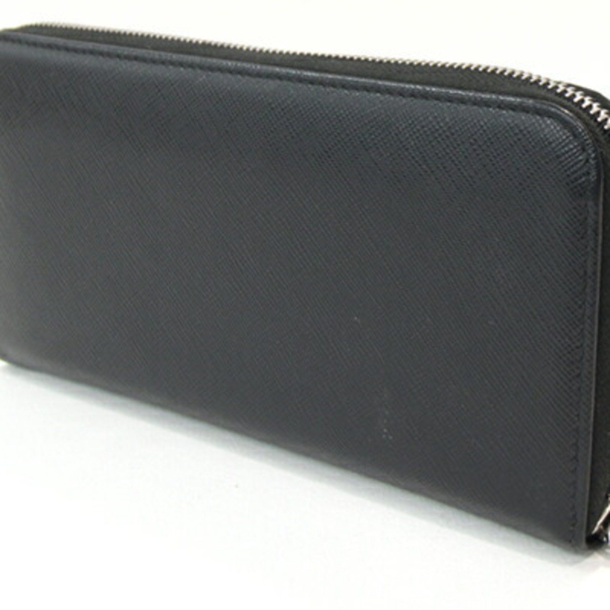 Prada Prada Round Long Wallet 2ML317 Black Leather Zip Men's PRADA Size ONE SIZE - 2 Thumbnail