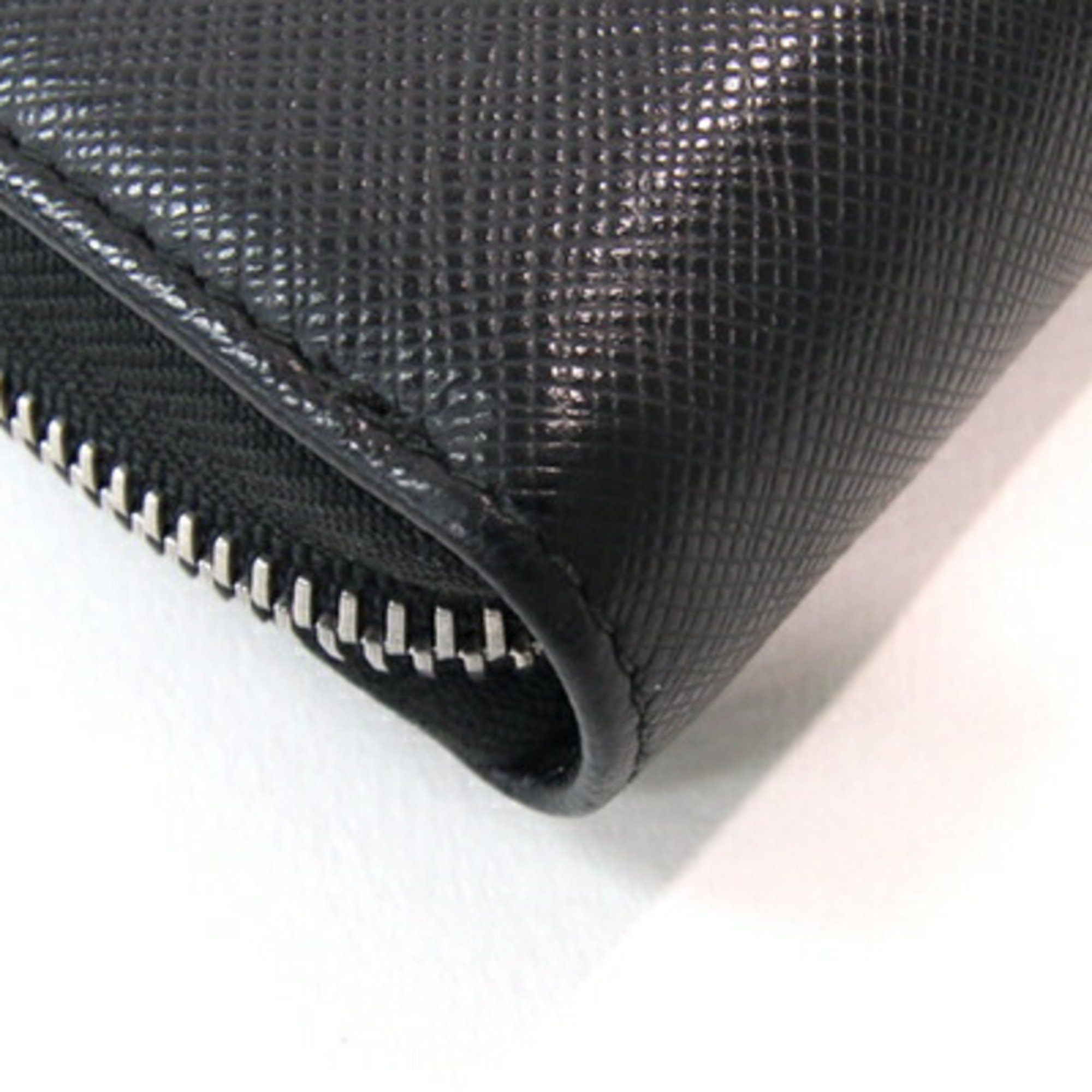 Prada Prada Round Long Wallet 2ML317 Black Leather Zip Men's PRADA Size ONE SIZE - 4 Thumbnail