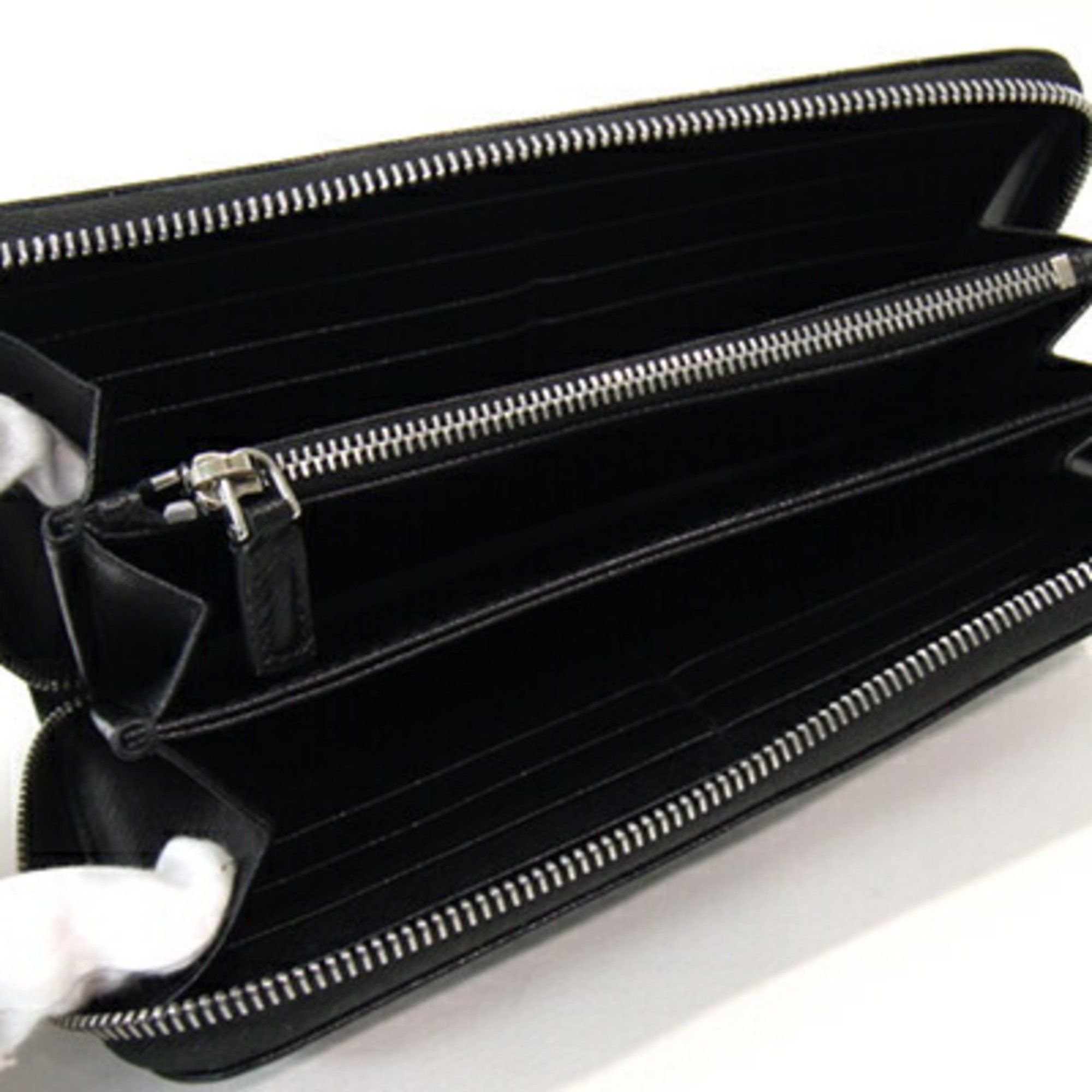 Prada Prada Round Long Wallet 2ML317 Black Leather Zip Men's PRADA Size ONE SIZE - 3 Thumbnail