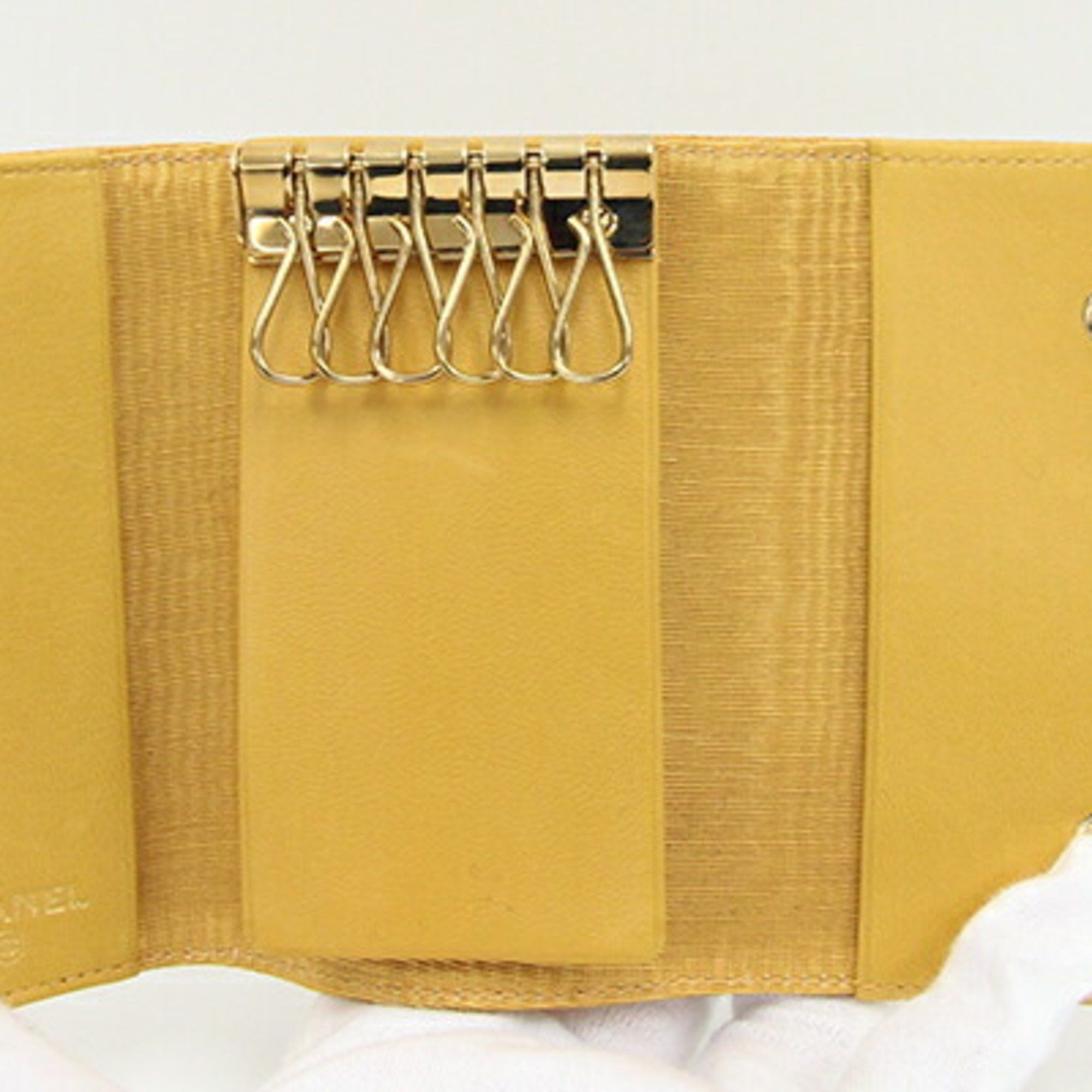 Chanel Chanel 6-ring key case with Coco Mark A13502 Yellow Caviar skin Keys Women's CHANEL Size ONE SIZE - 3 Thumbnail