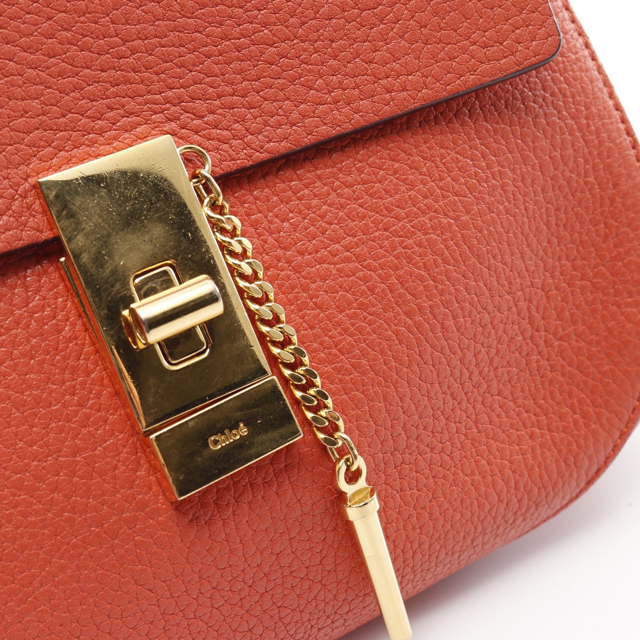 Chloe Chloe Drew Chain Shoulder Bag Leather Coral Pink Size ONE SIZE - 5 Thumbnail
