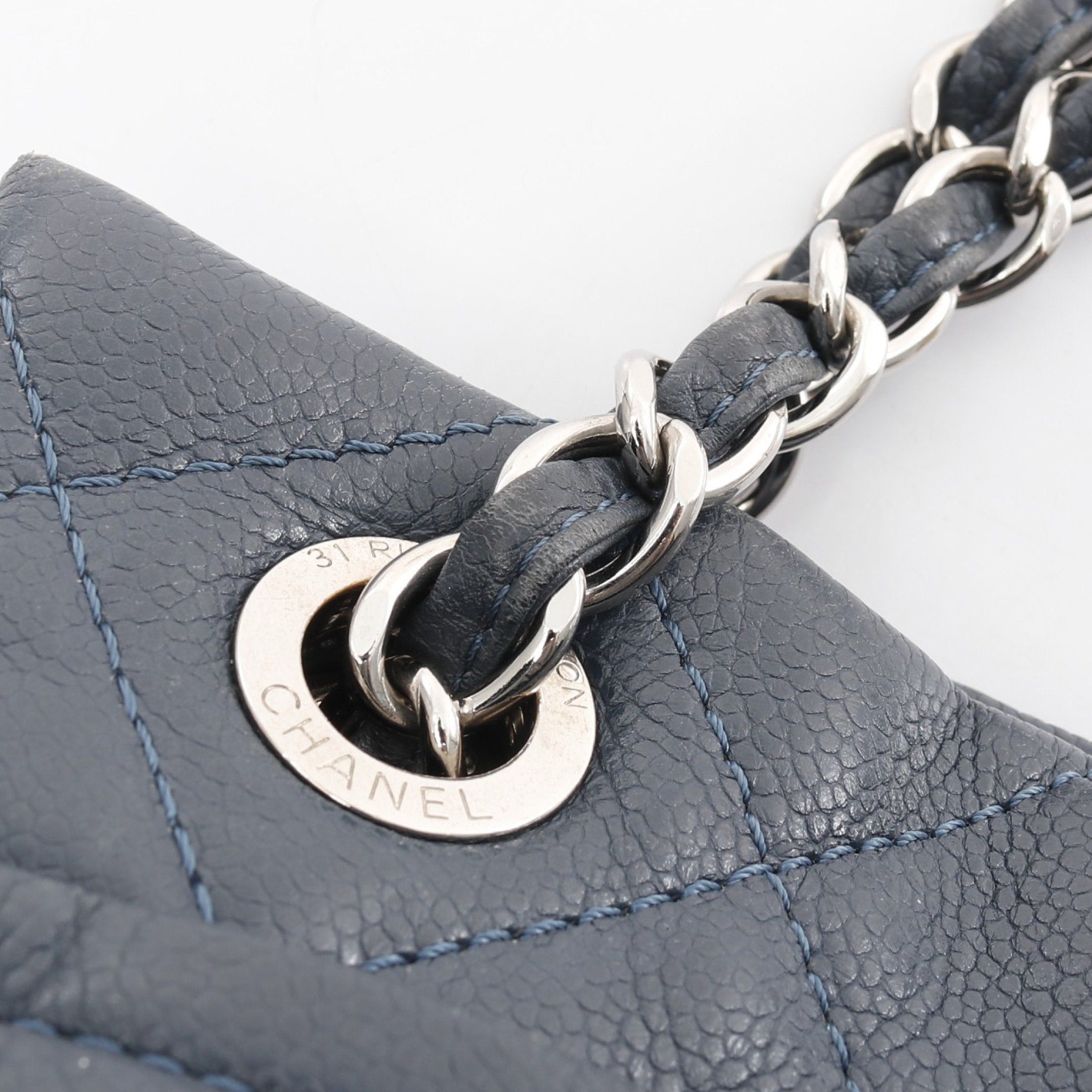 Chanel Chanel Matelasse Coco Mark Chain Shoulder Bag Tote Caviar Skin Navy Silver Hardware Size ONE SIZE - 7 Thumbnail