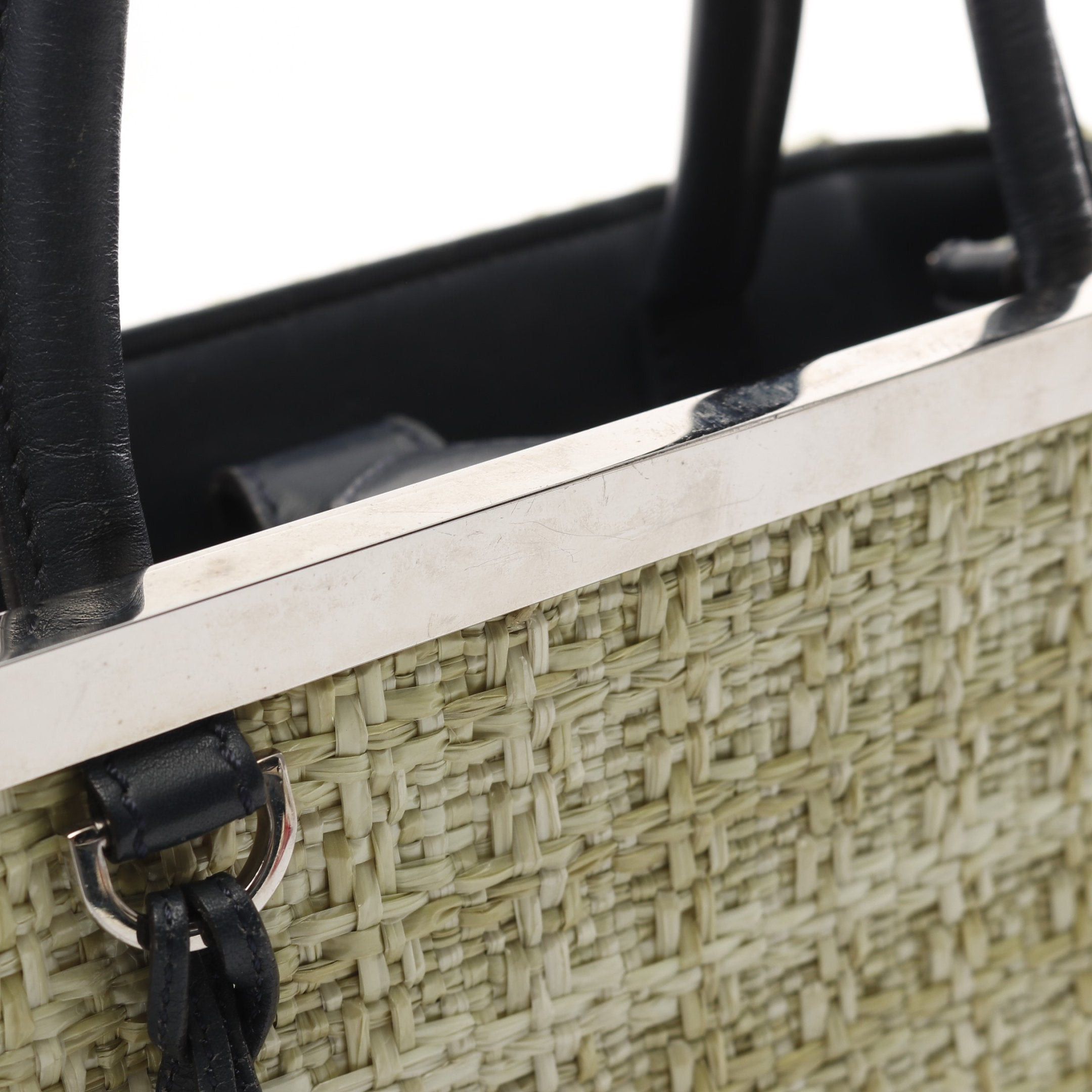 Fendi Fendi Petite 2Jours Petit Handbag Straw Leather Yellow-Green Navy Size ONE SIZE - 11 Thumbnail