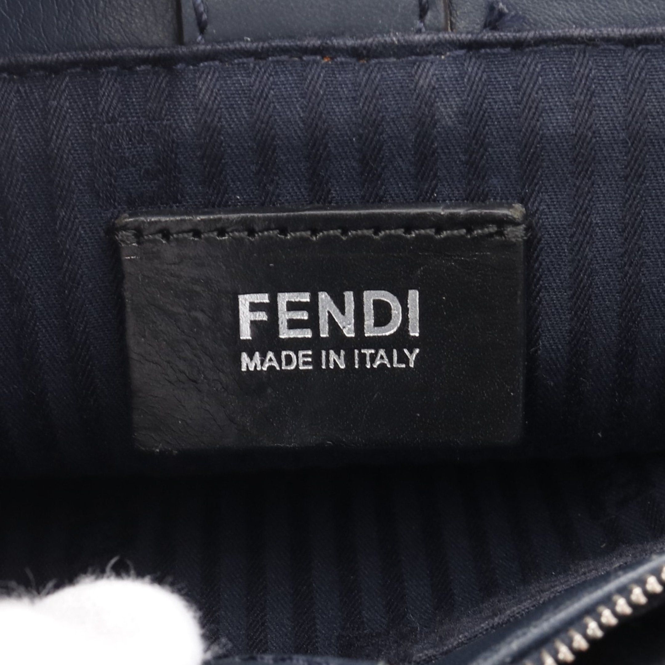 Fendi Fendi Petite 2Jours Petit Handbag Straw Leather Yellow-Green Navy Size ONE SIZE - 4 Thumbnail