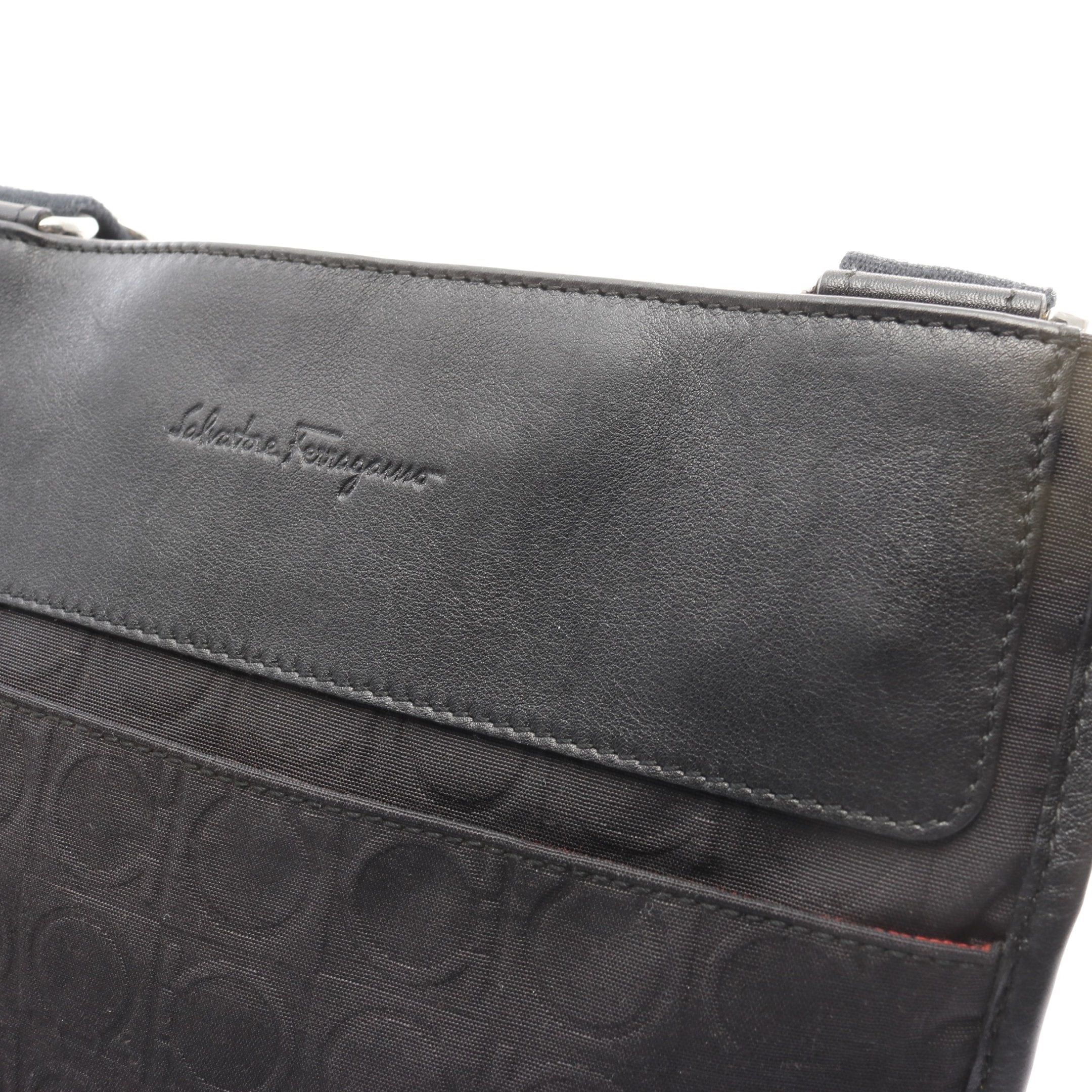 Salvatore Ferragamo Salvatore Ferragamo Gancini Shoulder Bag Nylon Canvas Leather Black Size ONE SIZE - 6 Thumbnail