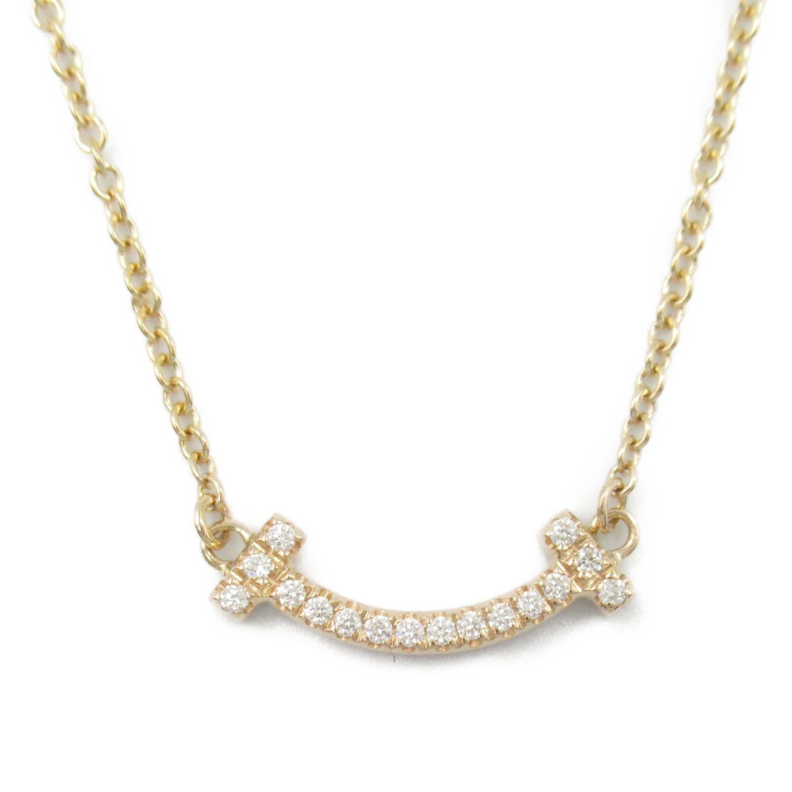 Tiffany & Co. Tiffany Co T Smile Mini Necklace Diamond K18Pg (Pink Gold) Clear Size ONE SIZE - 2 Thumbnail