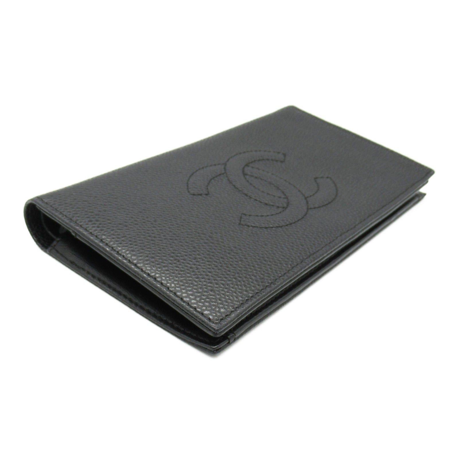 Chanel Chanel Coco Mark Zip Long Wallet Bi-Fold Caviar Skin (Grained Calf) Black Gold Hardware Size ONE SIZE - 3 Thumbnail