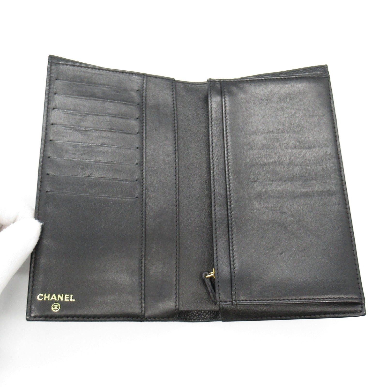 Chanel Chanel Coco Mark Zip Long Wallet Bi-Fold Caviar Skin (Grained Calf) Black Gold Hardware Size ONE SIZE - 5 Thumbnail